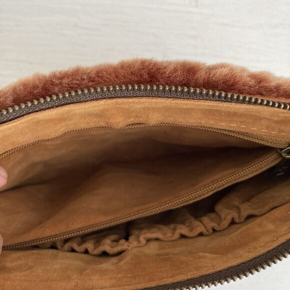 Patricia Nash Paullo Small Crossbody Shoulder Bag Brown Sherpa Leather Sheepskin - Picture 7 of 11